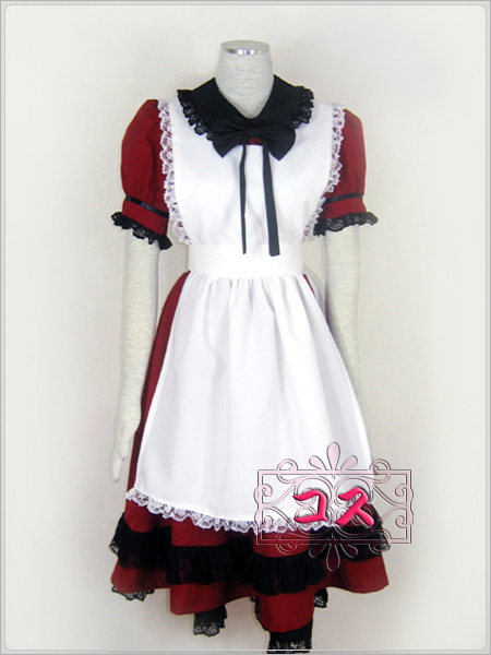 【激安コスプレ衣装】ゴスロリ リボン付きメイド服セット!!! 【激安コスプレ衣装】ゴスロリ リボン付きメイド服セット!!!