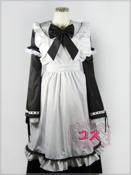 【激安コスプレ衣装】ゴスロリ リボン付きメイド服セット!!! 【激安コスプレ衣装】ゴスロリ リボン付きメイド服セット!!!