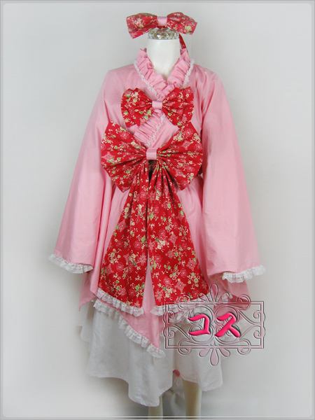【激安コスプレ衣装】ゴスロリ リボン付き和風着物セット!!! 【激安コスプレ衣装】ゴスロリ リボン付き和風着物セット!!!