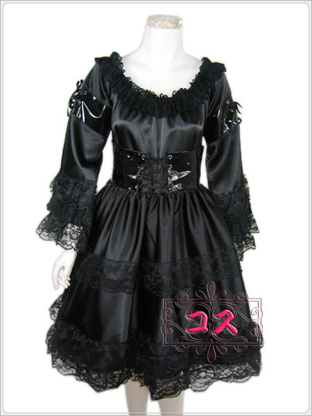 【激安コスプレ衣装】ゴスロリ リボンフリルミニワンピース(黒)!! 【激安コスプレ衣装】ゴスロリ リボンフリルミニワンピース(黒)!!
