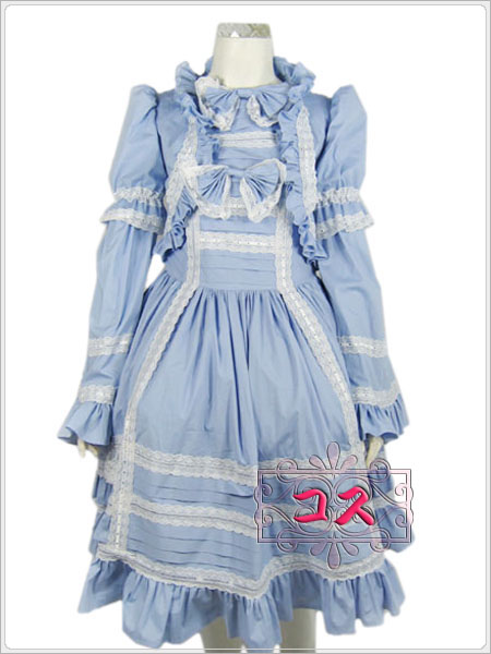 【激安コスプレ衣装】ゴスロリ リボンフリルミニワンピース(水色)!!! 【激安コスプレ衣装】ゴスロリ リボンフリルミニワンピース(水色)!!!