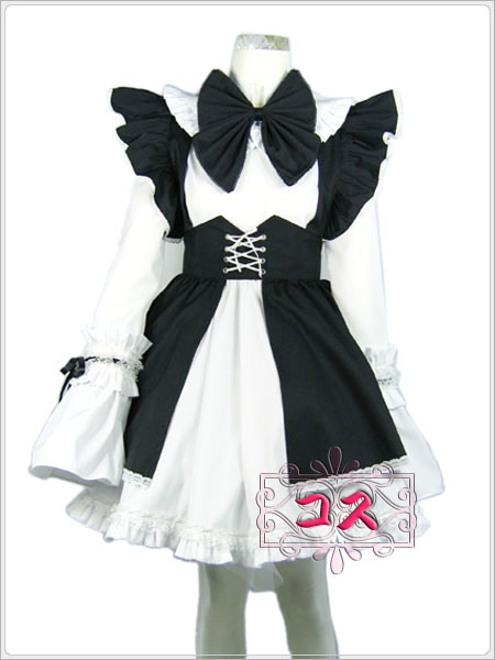 【激安コスプレ衣装】ゴスロリ リボン付きメイド服セット!!! 【激安コスプレ衣装】ゴスロリ リボン付きメイド服セット!!!