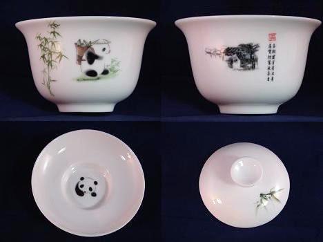 熊猫屋オリジナル 蓋付き茶碗(玉瓷)